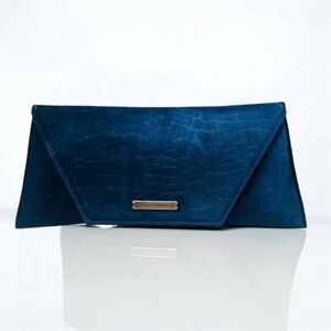 JANTAMINIAU EMBOSSED BLUE VELVET CASE CLUTCH BAG